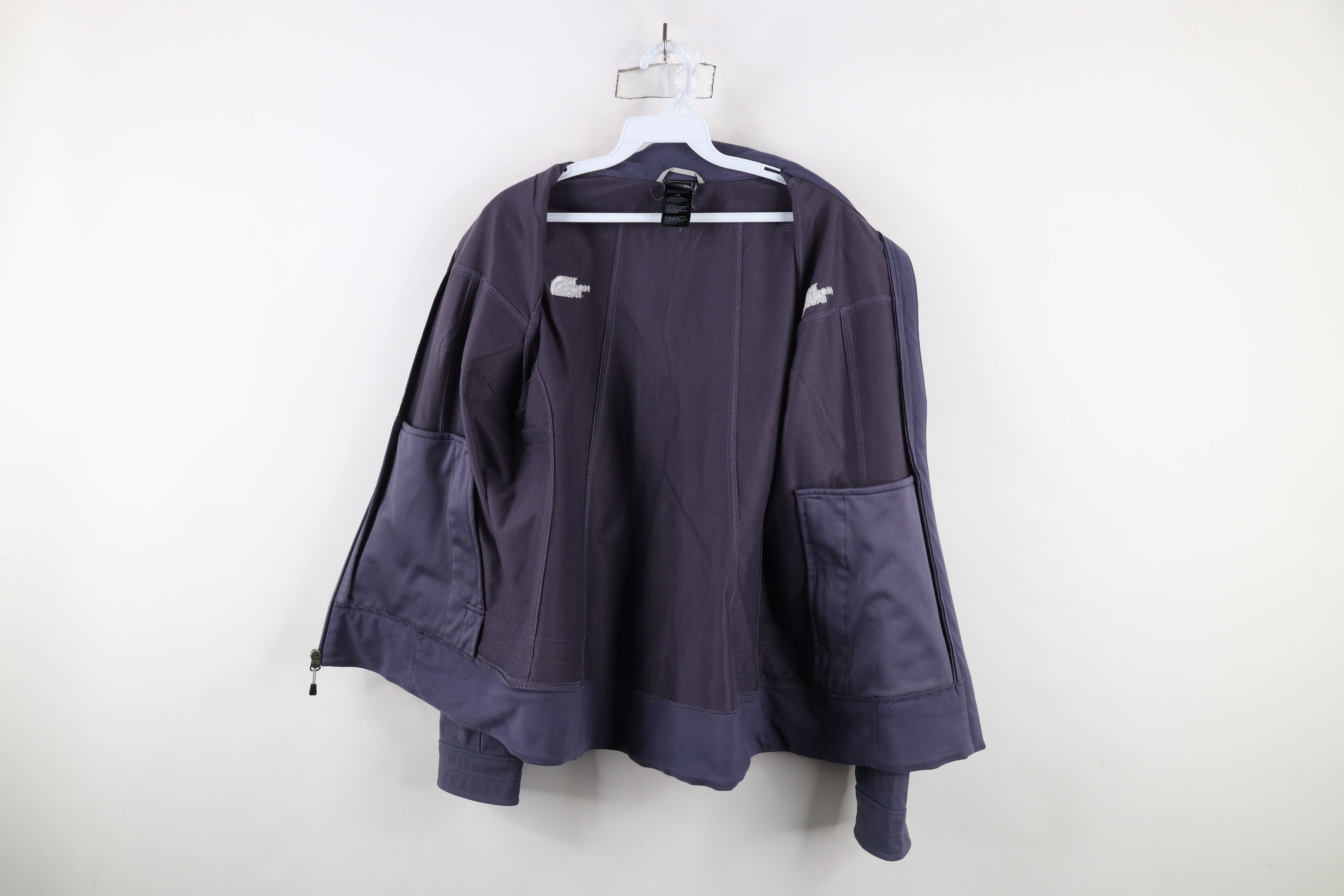The North Face × Vintage Vintage The North Face Spell Out Soft Shell Jacket Gray Size L / US 10 / IT 46 - 9 Thumbnail
