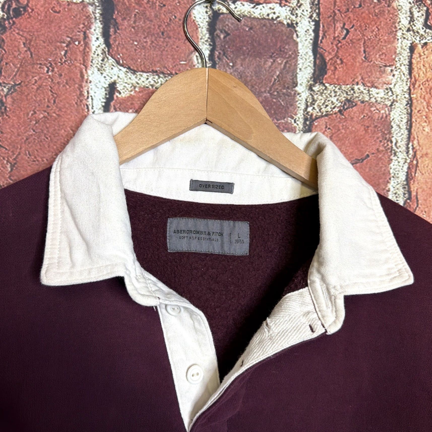 Abercrombie & Fitch VINTAGE Abercrombie & Fitch Mens Sweater Oversized Knit Pullover Long Sleeve Collared Maroon 26" Pit 28" Back Hem Regular Size L Size US L / EU 52-54 / 3 - 2 Thumbnail