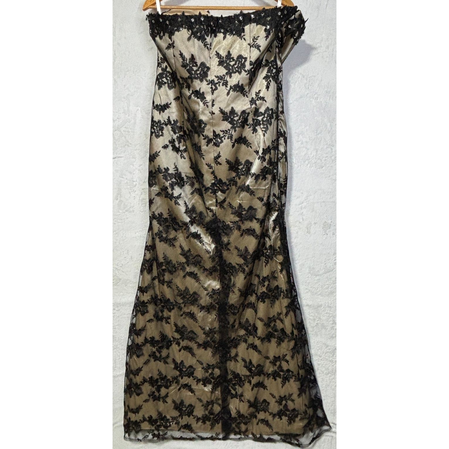 Other HEBEOS Strapless Trumpet Black Lace Over Gold Satin | NWOT Size XL / US 12-14 / IT 48-50 - 6 Thumbnail