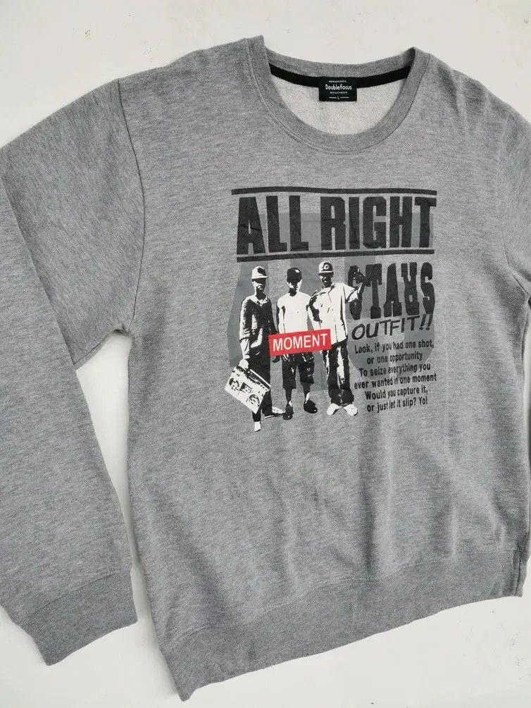 Japanese Brand Rare!!! Double Focus Hip Hop All Right Stars Sweatshirt Size US L / EU 52-54 / 3 - 7 Thumbnail