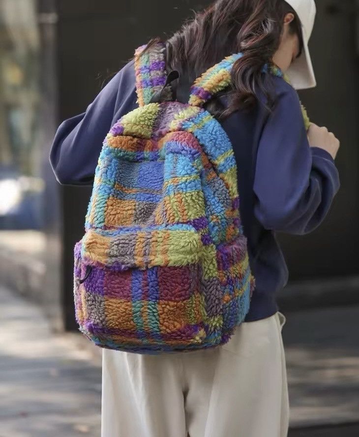 Japanese Brand Unisex Fluffy Plush Capacity Backpack Size ONE SIZE - 1 Thumbnail