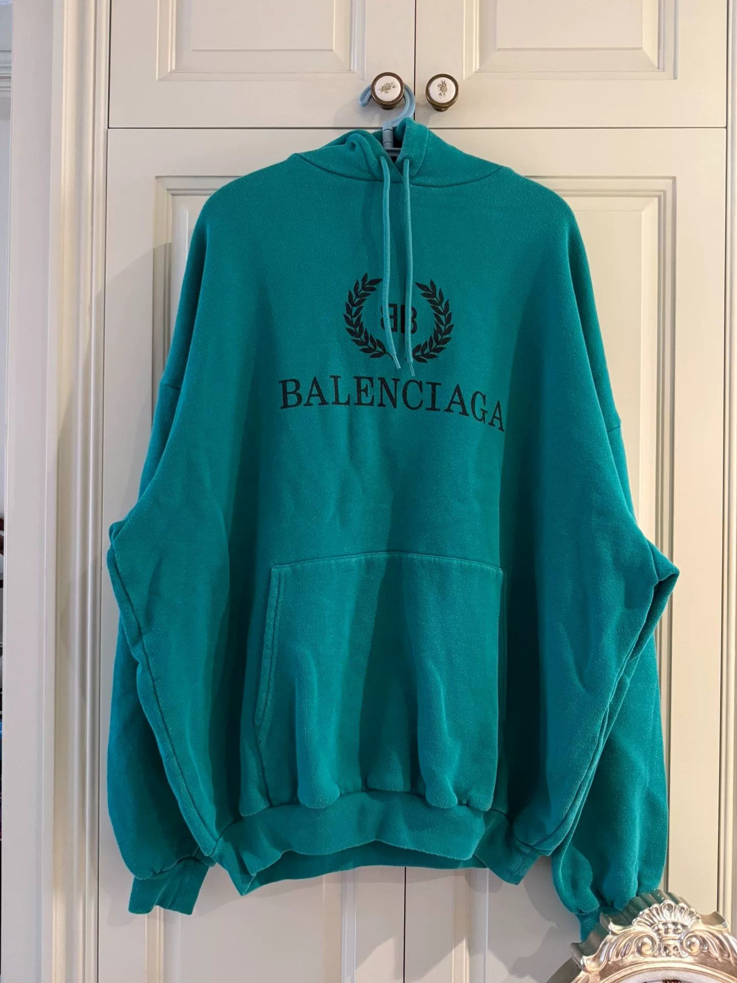 balenciaga turquoise oversized hoodie