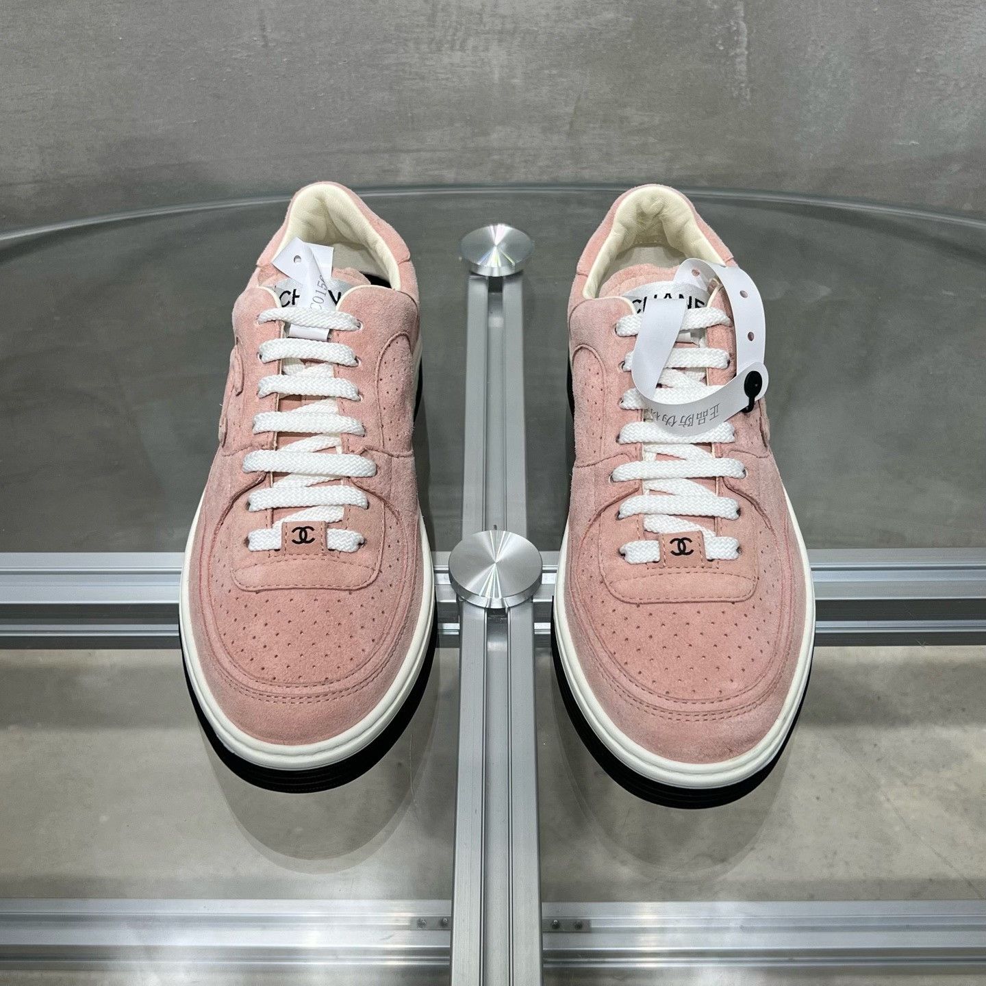 Chanel Chanel Pink Double C Suede Board Shoes Size US 7 / IT 37 - 1 Thumbnail