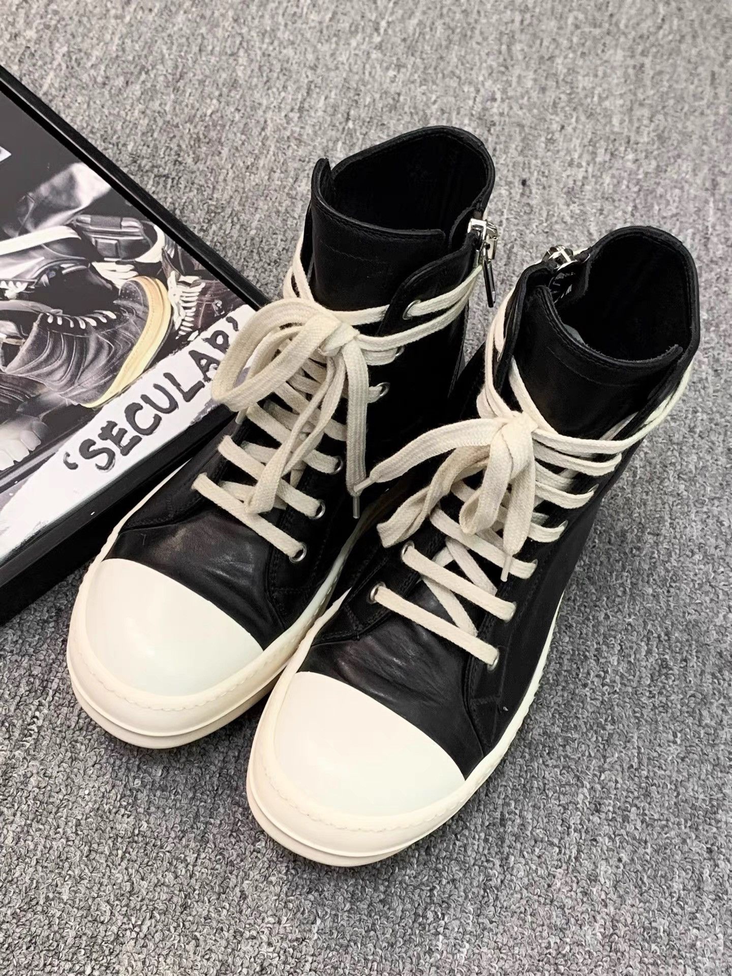 Rick Owens Rick Owens Main Line Leather High-top Sneakers K34 Size US 5 / IT 35 - 2 Thumbnail