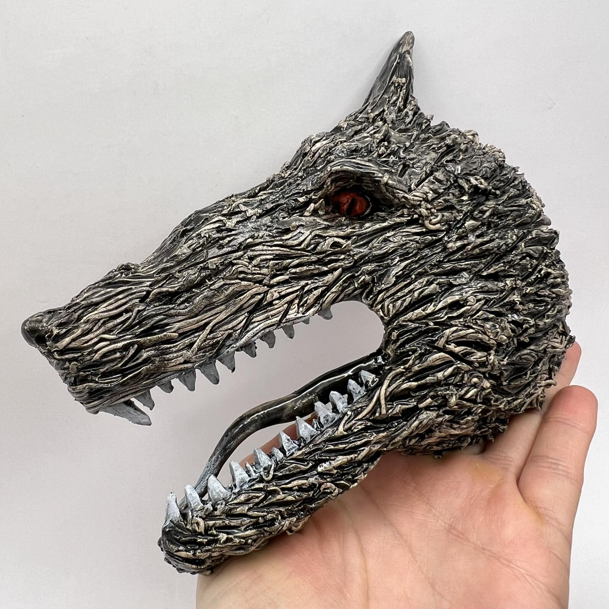 Vintage Art Ceramic Figurine Statue Wolf Mask Handmade Wall Hanging Size ONE SIZE - 1 Thumbnail