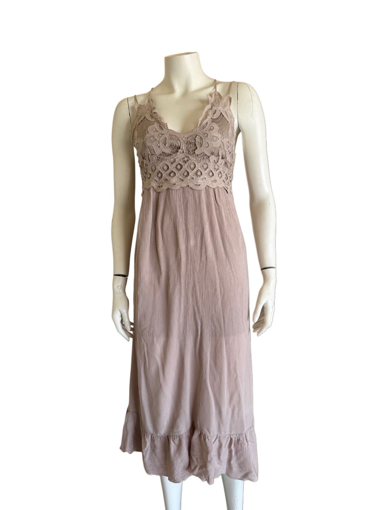 Other Vine & Valley women’s L maxi slip crochet strappy taupe Size L / US 10 / IT 46 - 1 Thumbnail