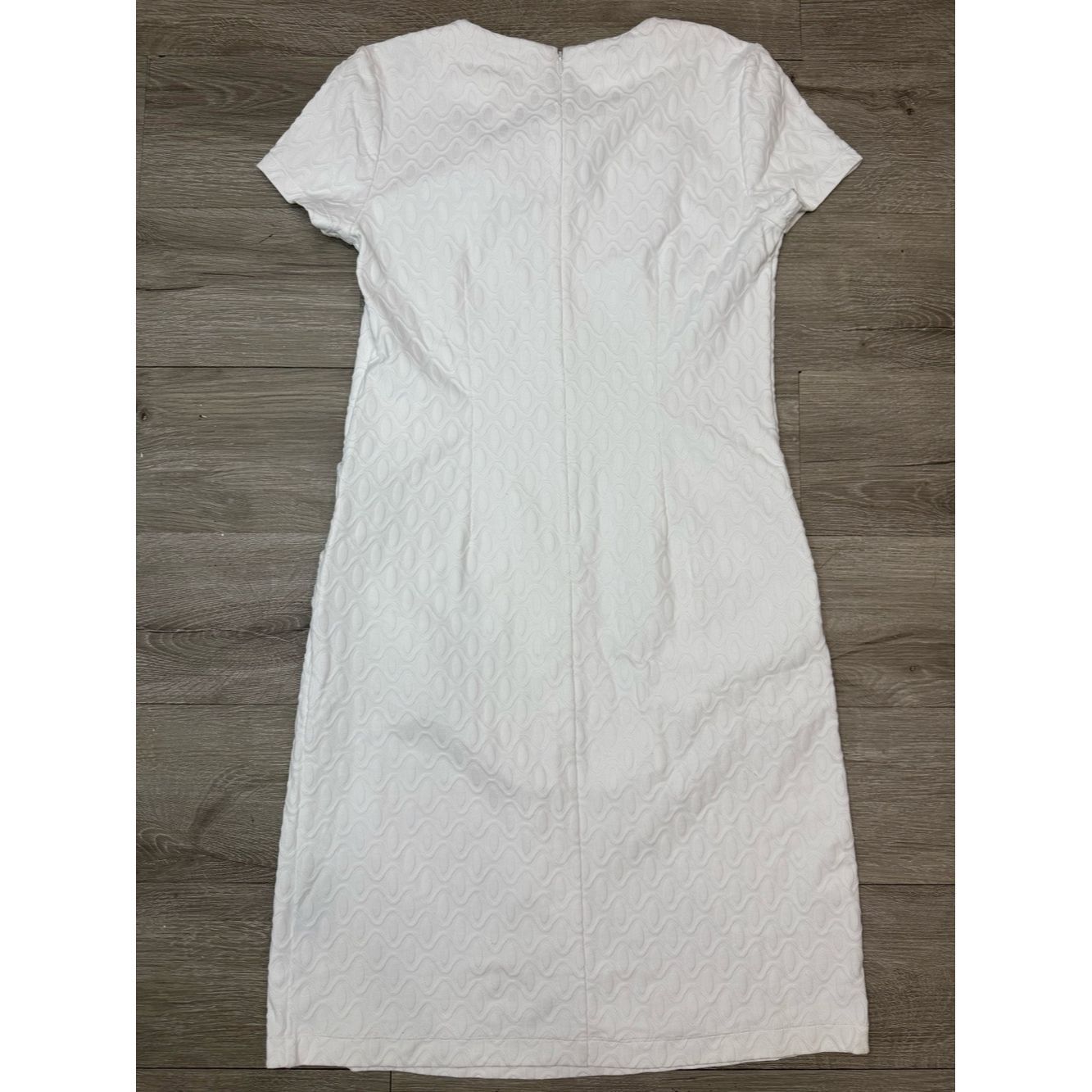 J.McLaughlin White Mini Shift Dress Textured Short Sleeve Pocket Dress X Size XS / US 0-2 / IT 36-38 - 2 Thumbnail