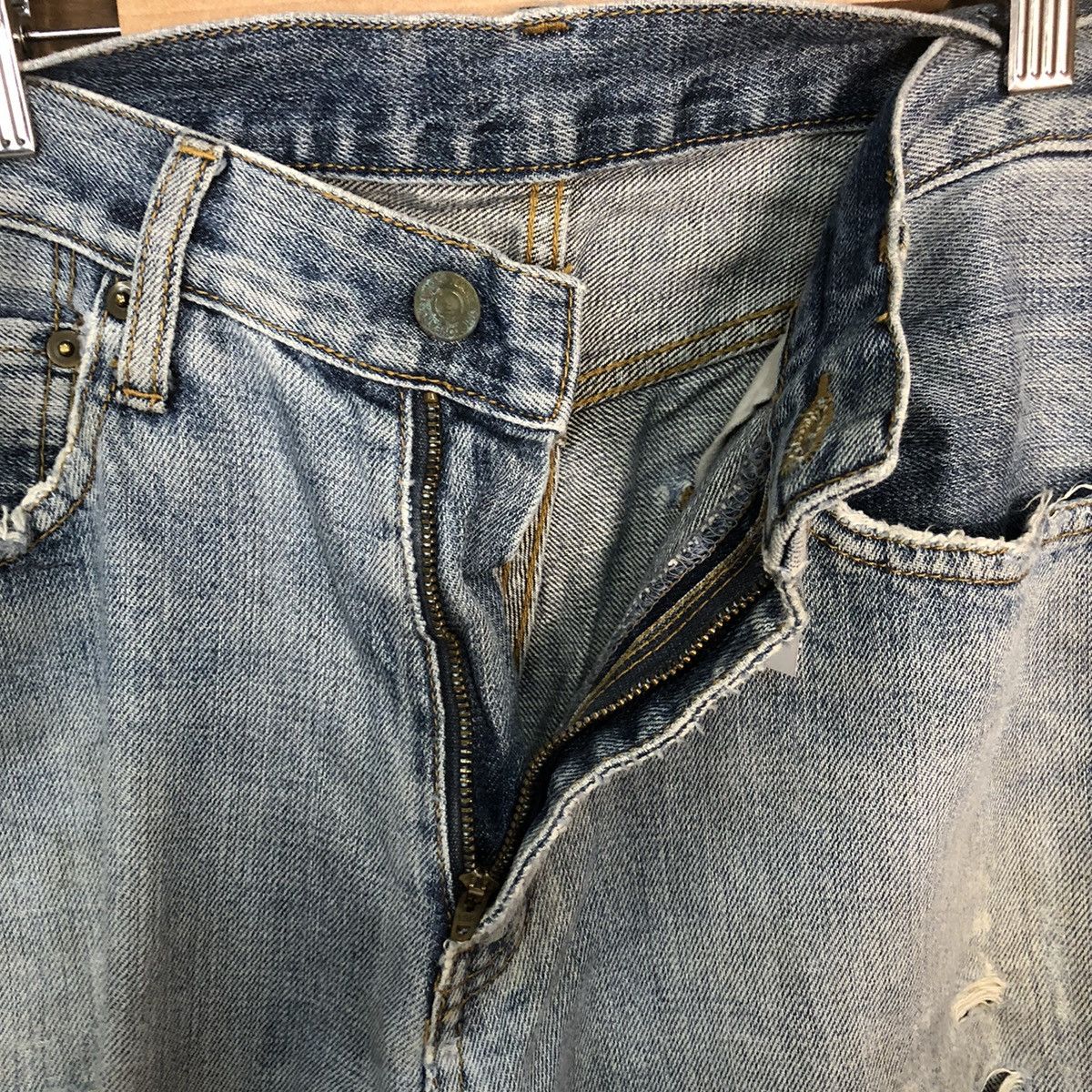 Japanese Brand Ring Denim vintage Blue Distressed ripped Denim Pants #7386 Size US 30 / EU 46 - 10 Thumbnail