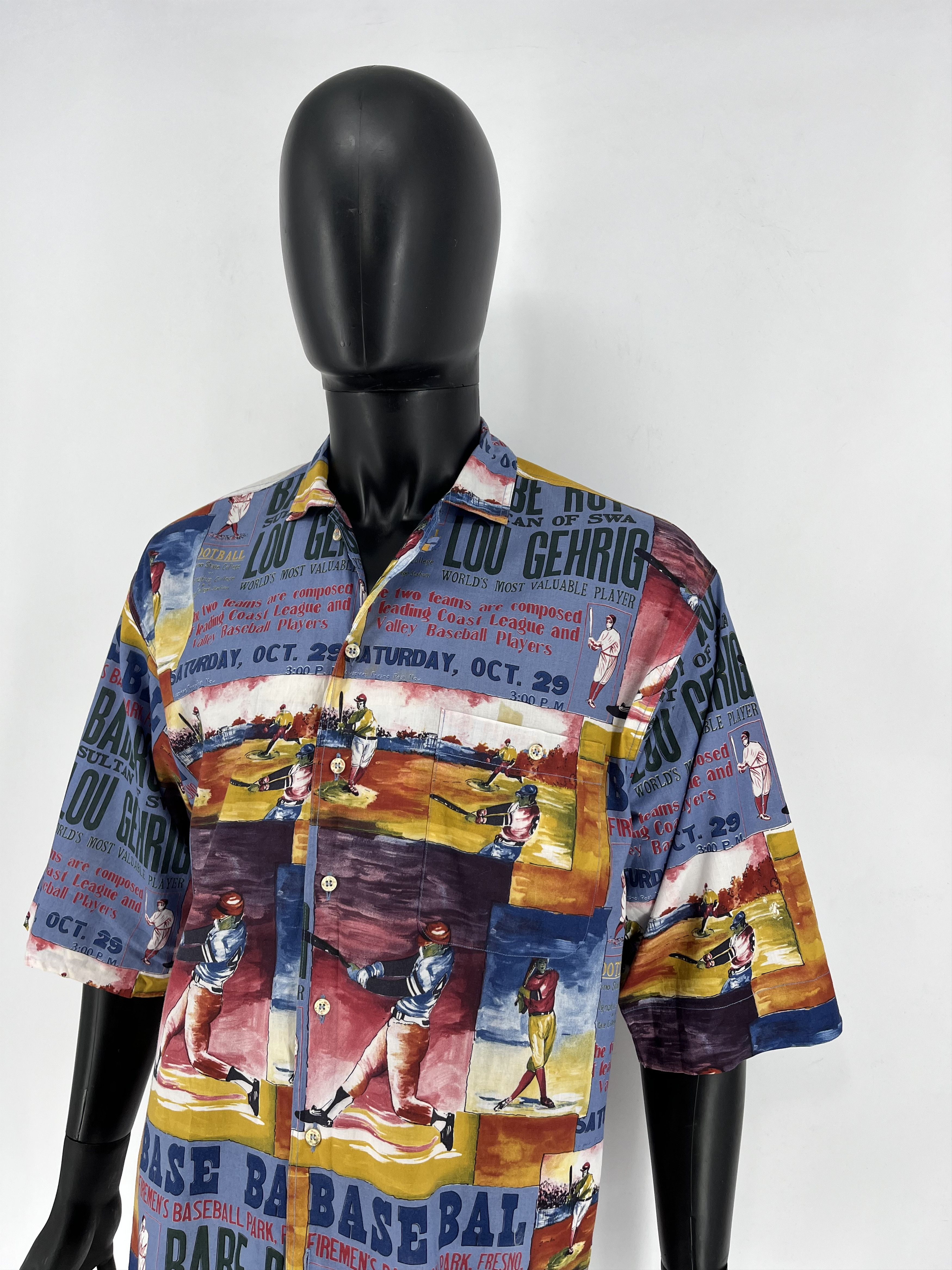 Other Vintage 90s Pensato Print Baseball Hawaiian Button Shirt Size US M / EU 48-50 / 2 - 4 Thumbnail