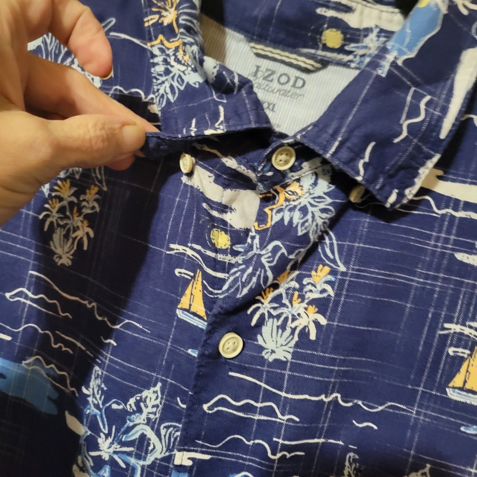 Izod Izod Saltwater Blue Dockside Chambray Button Down Shirt XXL Size US XXL / EU 58 / 5 - 8 Thumbnail