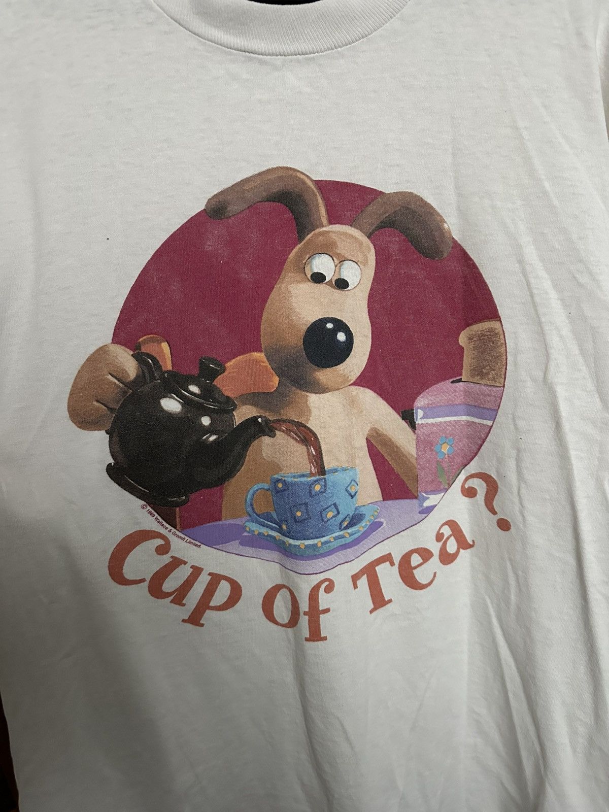 Vintage 1989 Wallace & Gromit Cup Of Tea Vintage Movie T-Shirt Tee Size US L / EU 52-54 / 3 - 5 Thumbnail