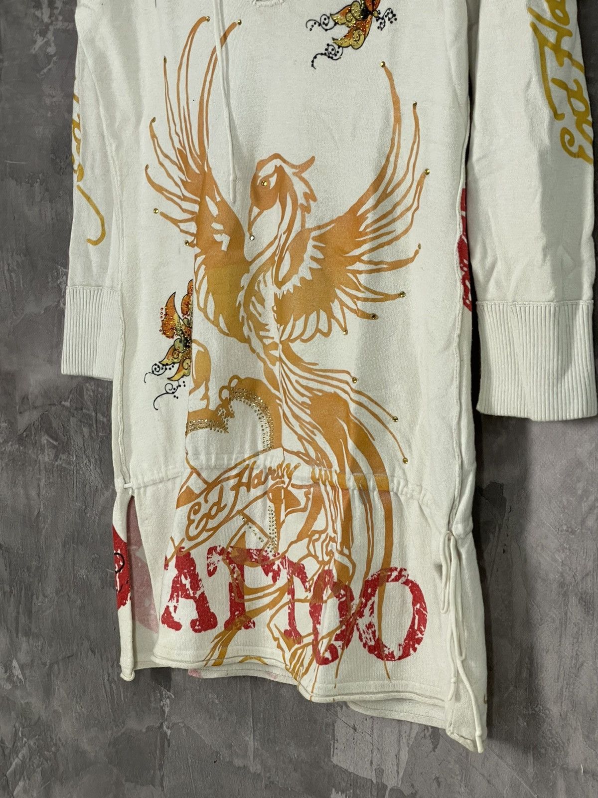 Christian Audigier × Designer × Ed Hardy Ed Hardy Women's Sweater Hoodie Dress y2k 2000s Size M / US 6-8 / IT 42-44 - 8 Thumbnail