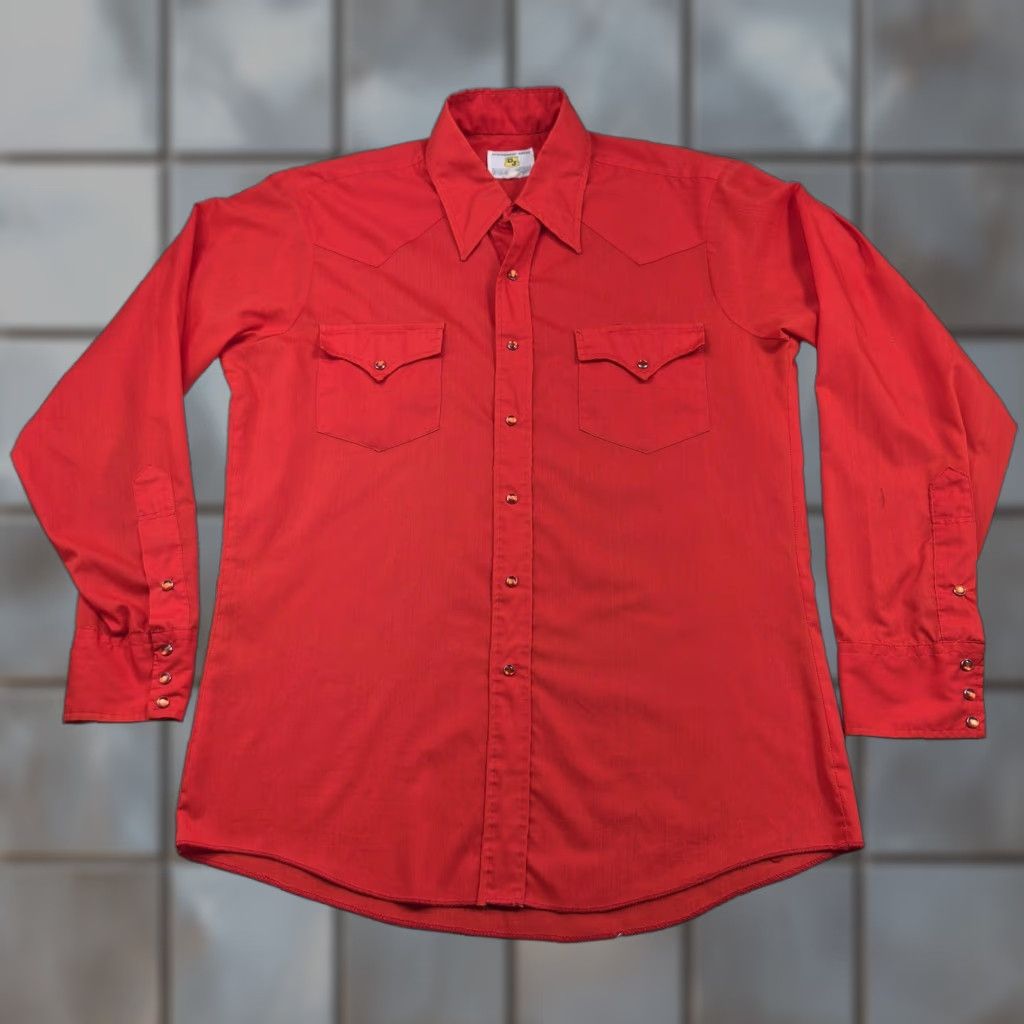 Vintage VINTAGE Dickson-Jenkins Pearl Snap Shirt Mens Large Red Western Cowboy 70s 80s Classic Retro USA Cowboy Shirt Mens Large Red Pearl Snap Western Shirt Size US L / EU 52-54 / 3 - 1 Thumbnail