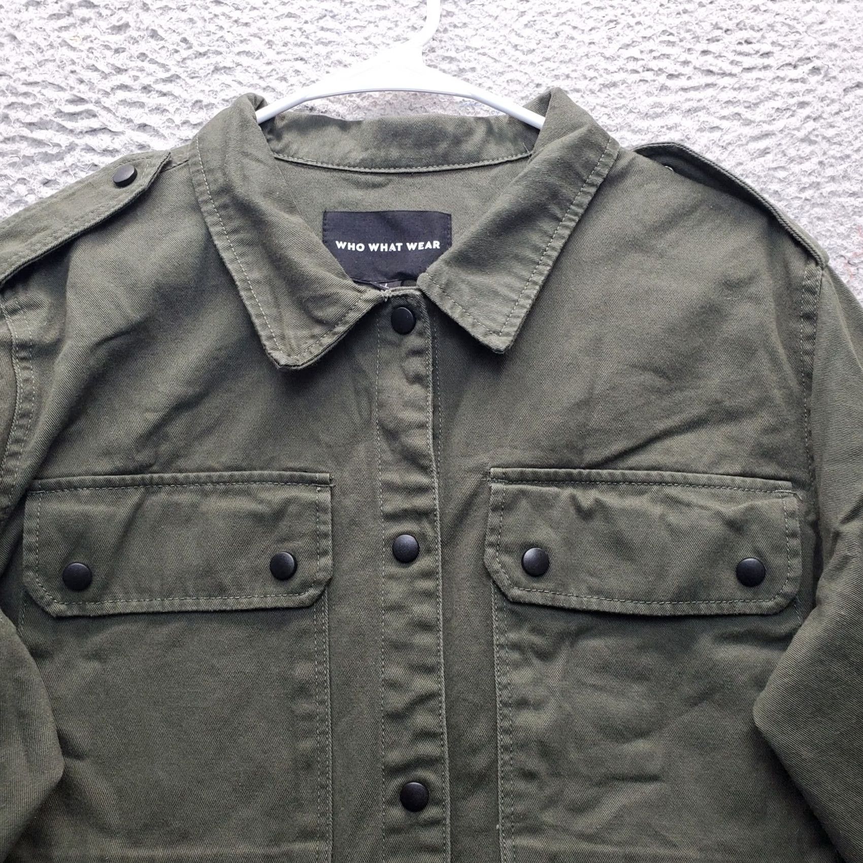 Vintage Who What Wear Jacket Womens L Green Cotton Collared Snap Front Shacket Casual Size L / US 10 / IT 46 - 7 Thumbnail