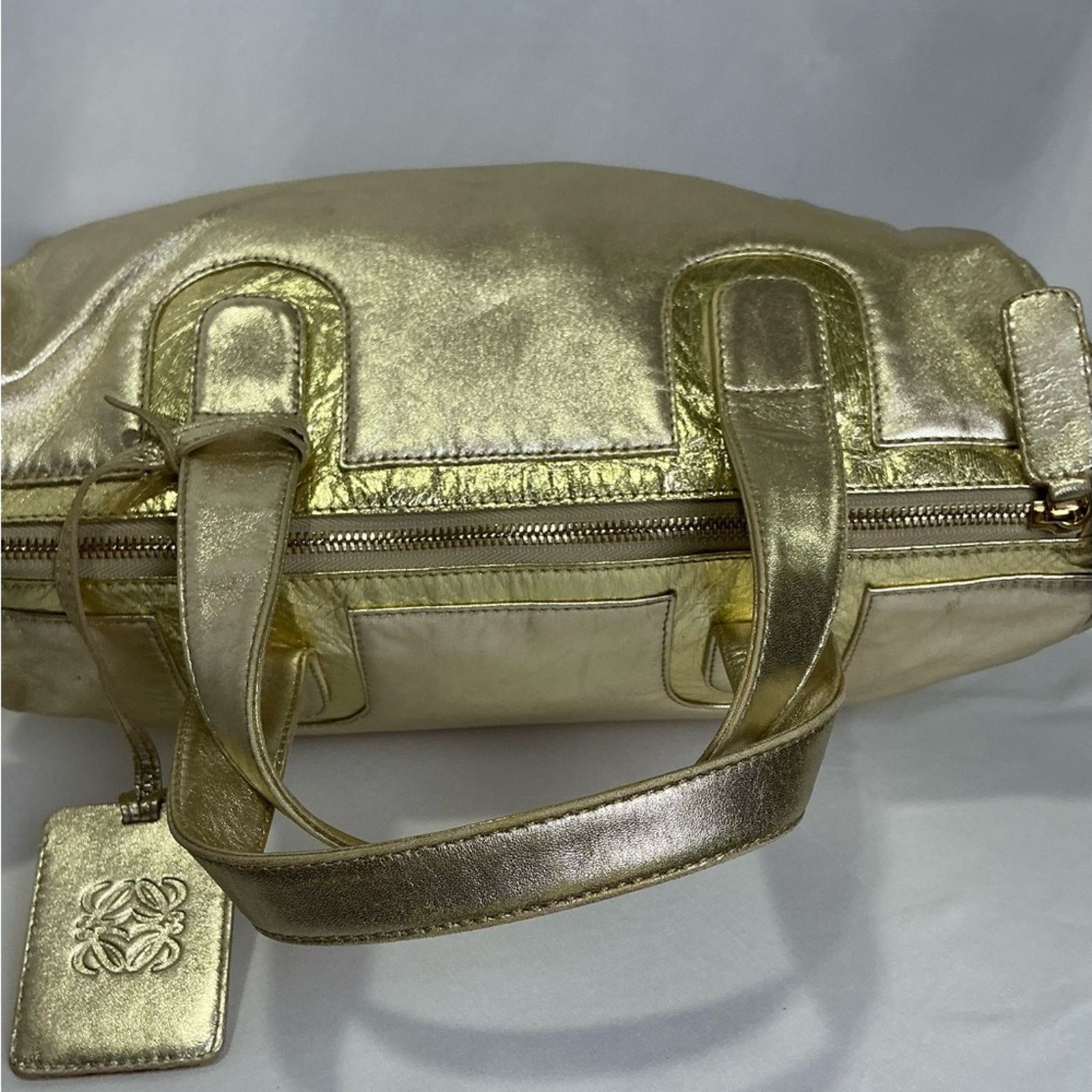 Loewe Loewe Leather Gold Amazona Satchel Bag with Glossy Finish Size ONE SIZE - 4 Thumbnail