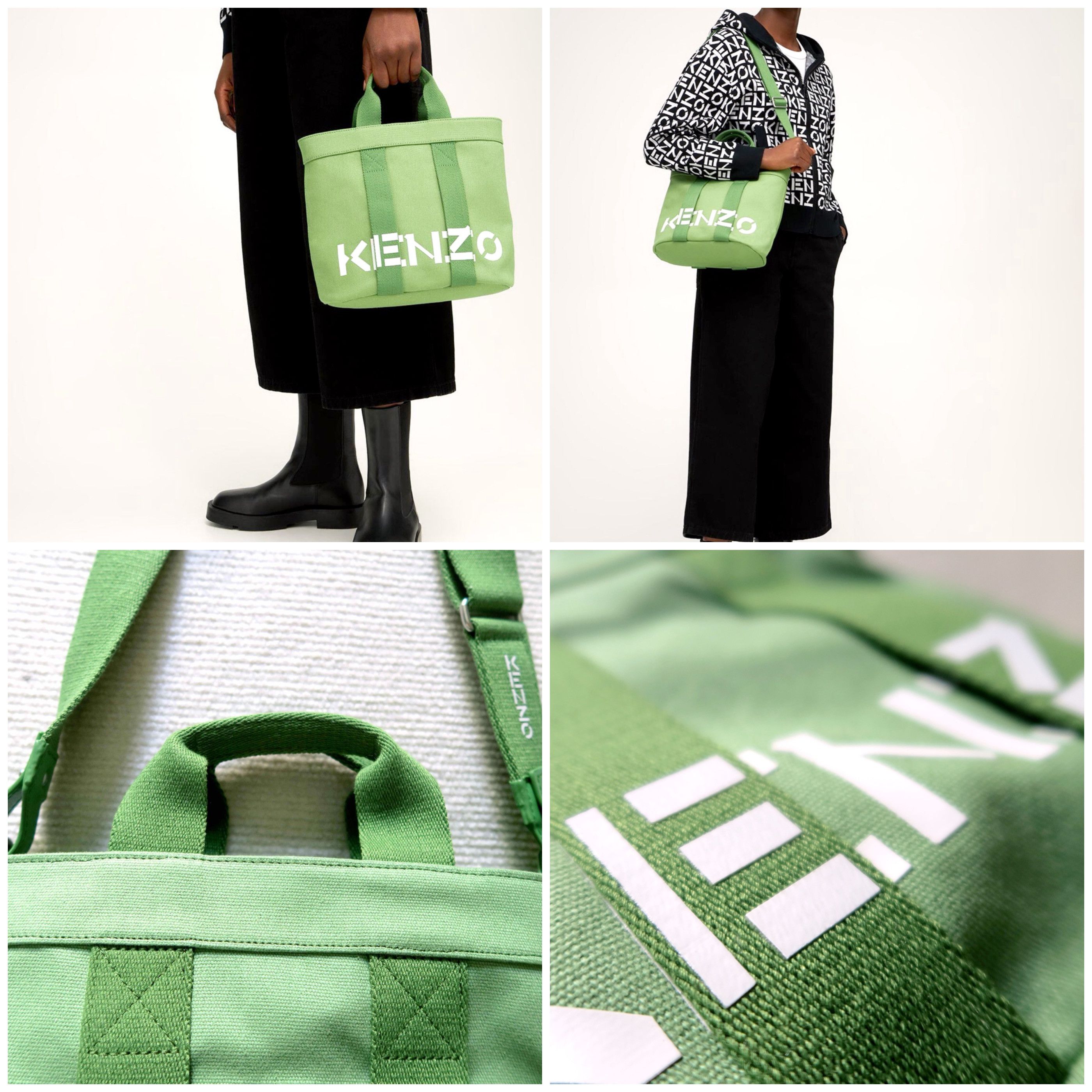 Kenzo KENZO Logo Green Cotton Canvas Top Handle Ccrossbody Bag Size ONE SIZE - 12 Thumbnail