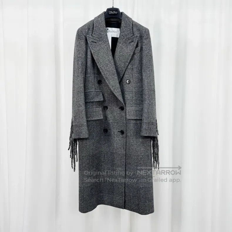 Max Mara Max Mara Max Mara Fringe Check Wool Overcoat Size S / US 4 / IT 40 - 1 Thumbnail