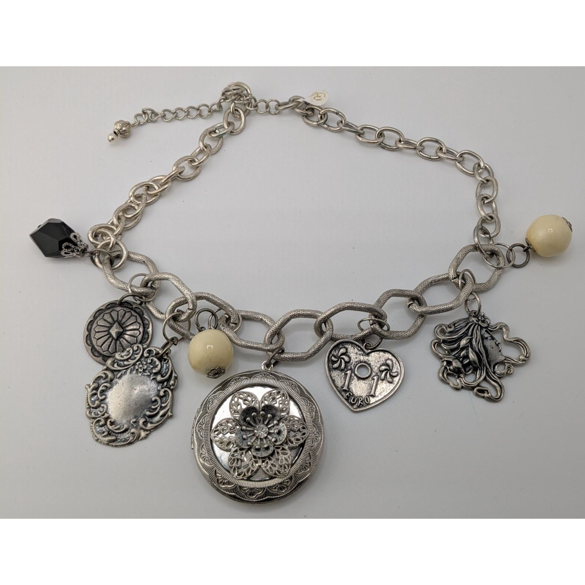 Handmade Vintage Victorian Style Gothic Charm Necklace W/ Locket Bead Size ONE SIZE - 7 Thumbnail