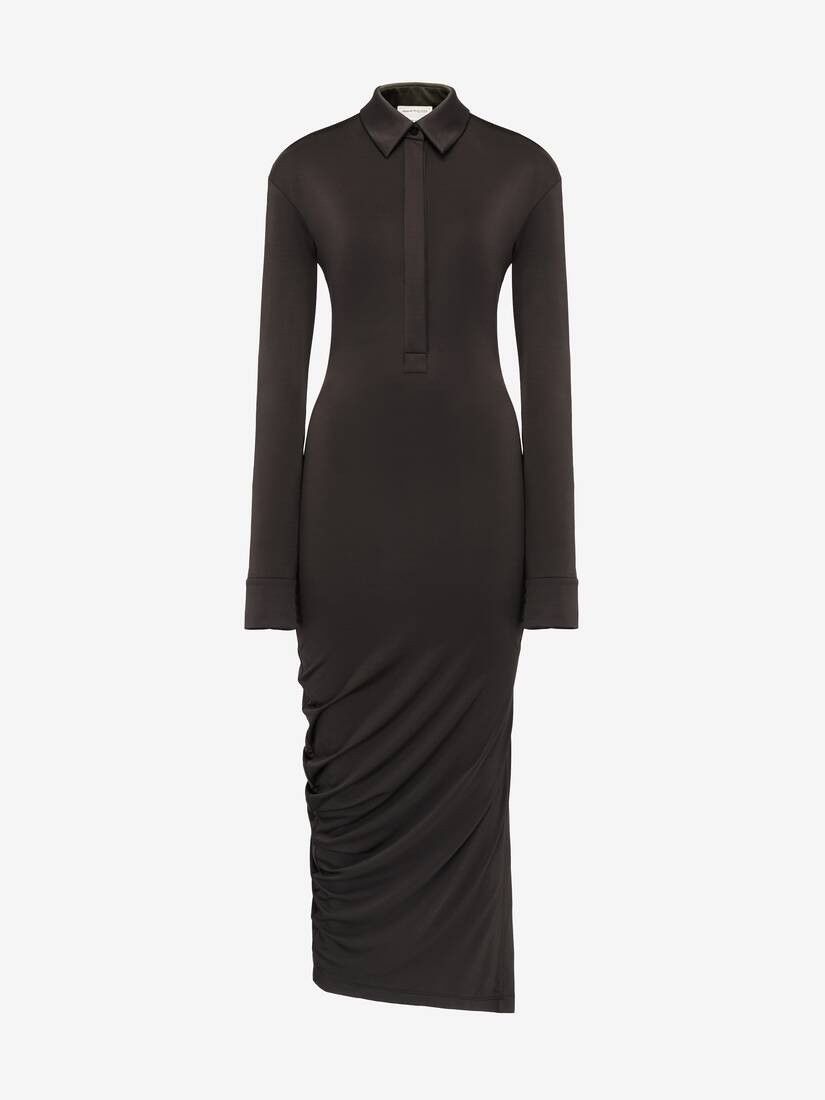 Alexander McQueen o1srvl11e0326 Fitted Shirt Dress in Brown Size M / US 6-8 / IT 42-44 - 1 Thumbnail