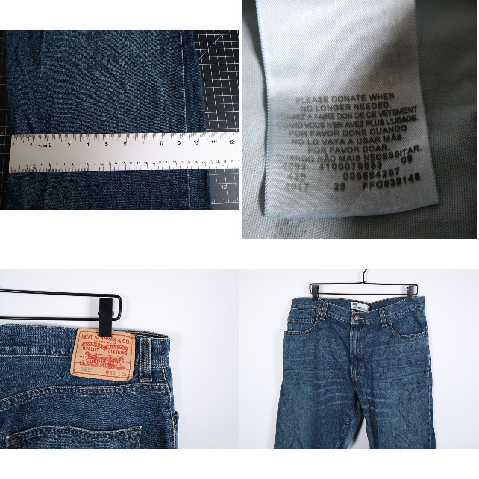 Levi's VINTAGE Levi's 569 Jeans Men 36 x 30 Blue Denim Skater 90s Grunge Retro Shirt? Size US 36 / EU 52 - 9 Thumbnail
