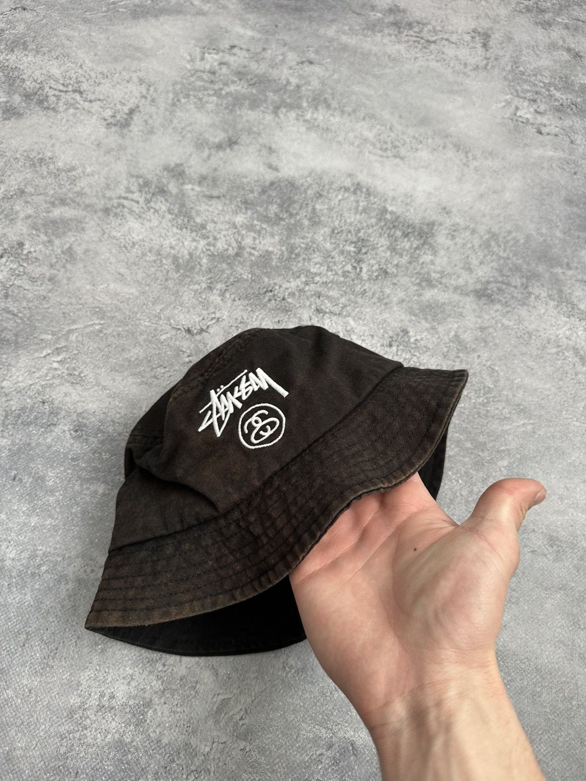 Stussy 💣Rare Stussy Black Washed Faded Bucket Hat Y2K Centre Logo Size ONE SIZE - 5 Thumbnail