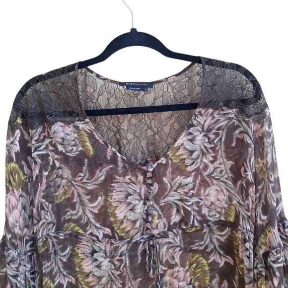 Bcbgmaxazria Y2K BCBGMaxAzria Silk Baby Doll Top Blouse Sz S Brown Sheer Size S / US 4 / IT 40 - 7 Thumbnail