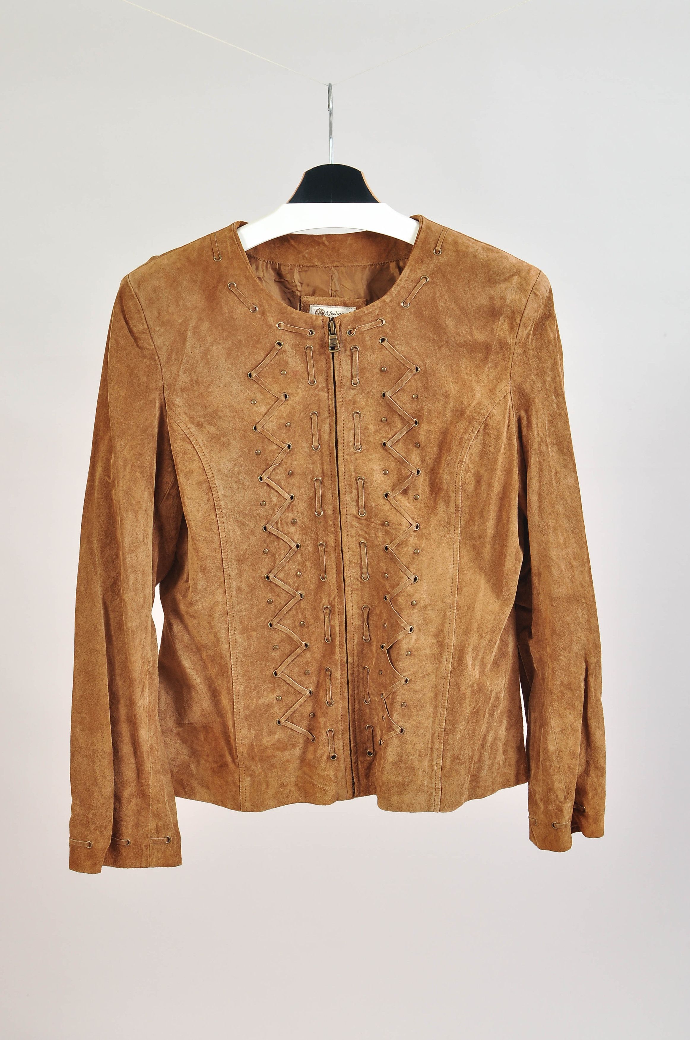 Other Vintage 90s A Feeling of Joy Suede Leather Jacket Size L / US 10 / IT 46 - 1 Thumbnail