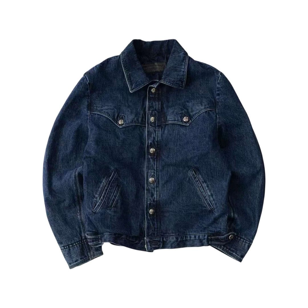 Chrome Hearts Leather fleur floral cross sleeve denim jacket Size US L / EU 52-54 / 3 - 2 Thumbnail