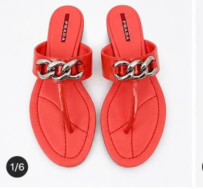 Prada Prada Chainlink Patent Sandals Size 37 Authentic Size US 6 / IT 36 - 2 Thumbnail