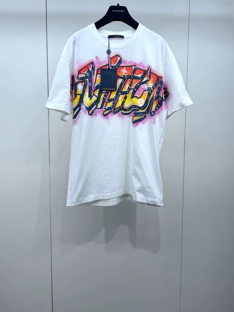 Louis Vuitton White monogrammed graffiti short sleeve T-shi