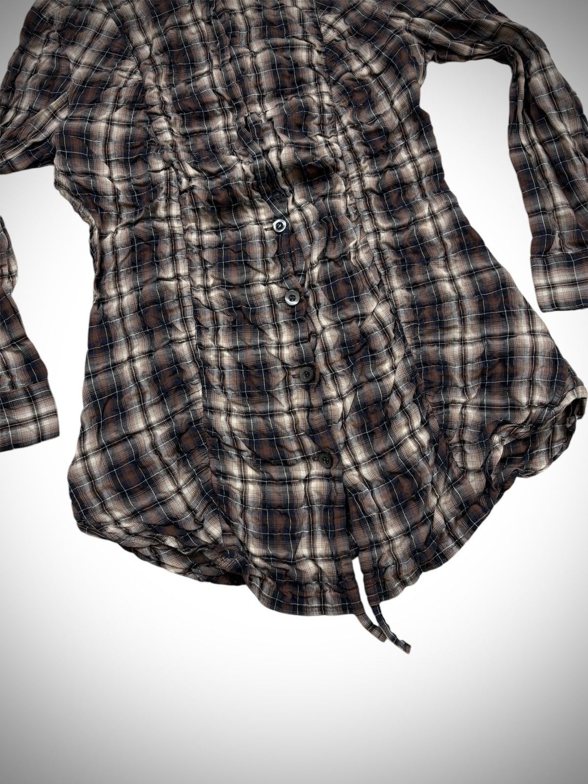 If Six Was Nine 2000’s Tornado Mart - Japanese Archive Plaid Wrinkle Shirt’s Size M / US 6-8 / IT 42-44 - 3 Thumbnail