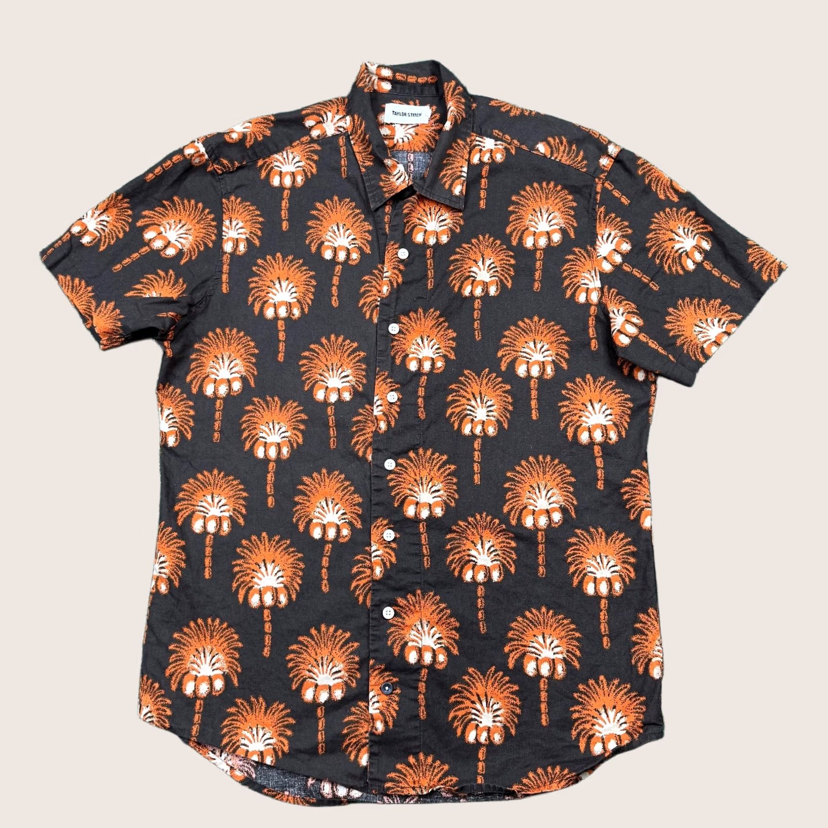 Taylor Stitch Taylor Stitch Hawthorne Mirage Palm Linen Short Sleeve Button Up Men’s 40 Orange Geometric Multicolor 40s Button-Up Collared Casual Size US 40 / EU 56 - 1 Thumbnail