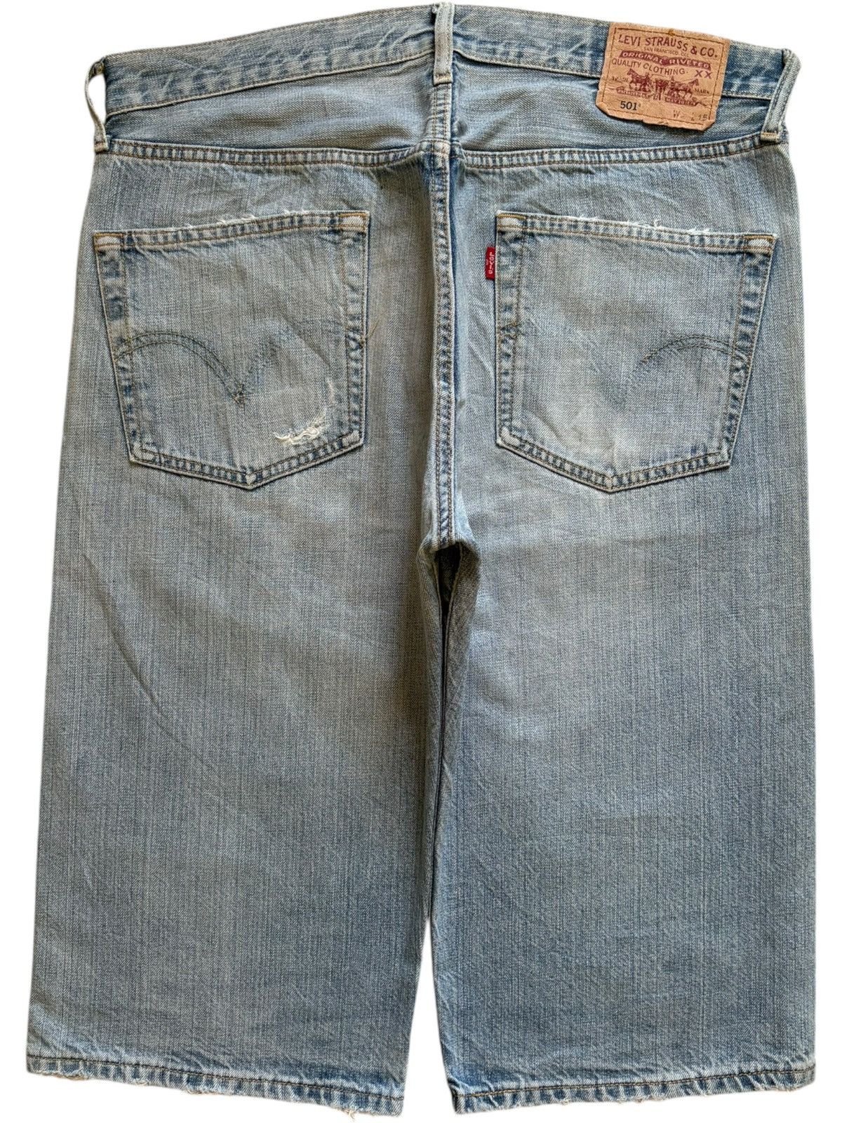 Levi's Vintage 90s Levis 501 Light Wash Distressed Jean Shorts Size US 35 - 2 Thumbnail