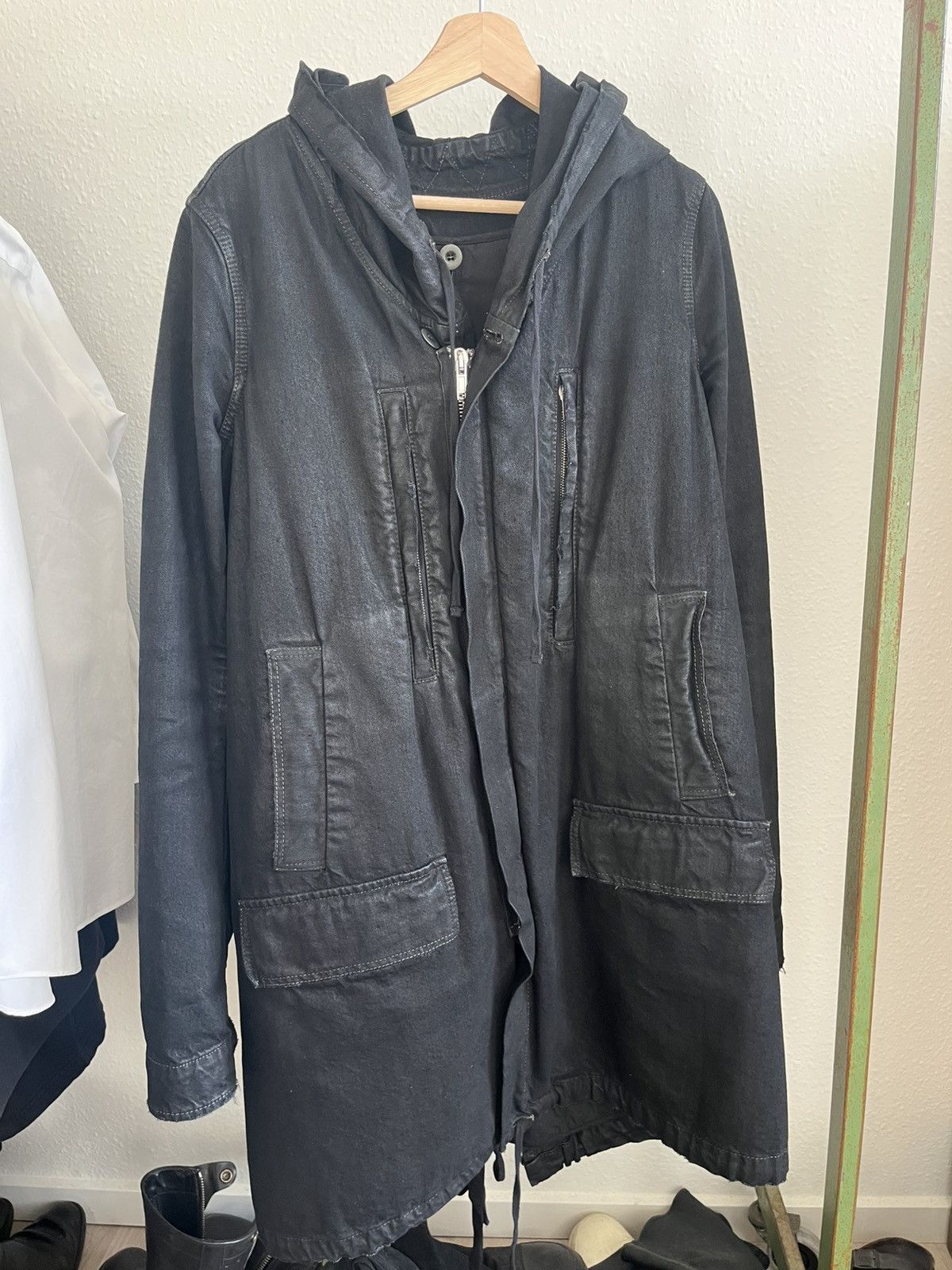 Rick Owens Drkshdw Rick Owens Waxed Denim Parka Size US S / EU 44-46 / 1 - 1 Thumbnail