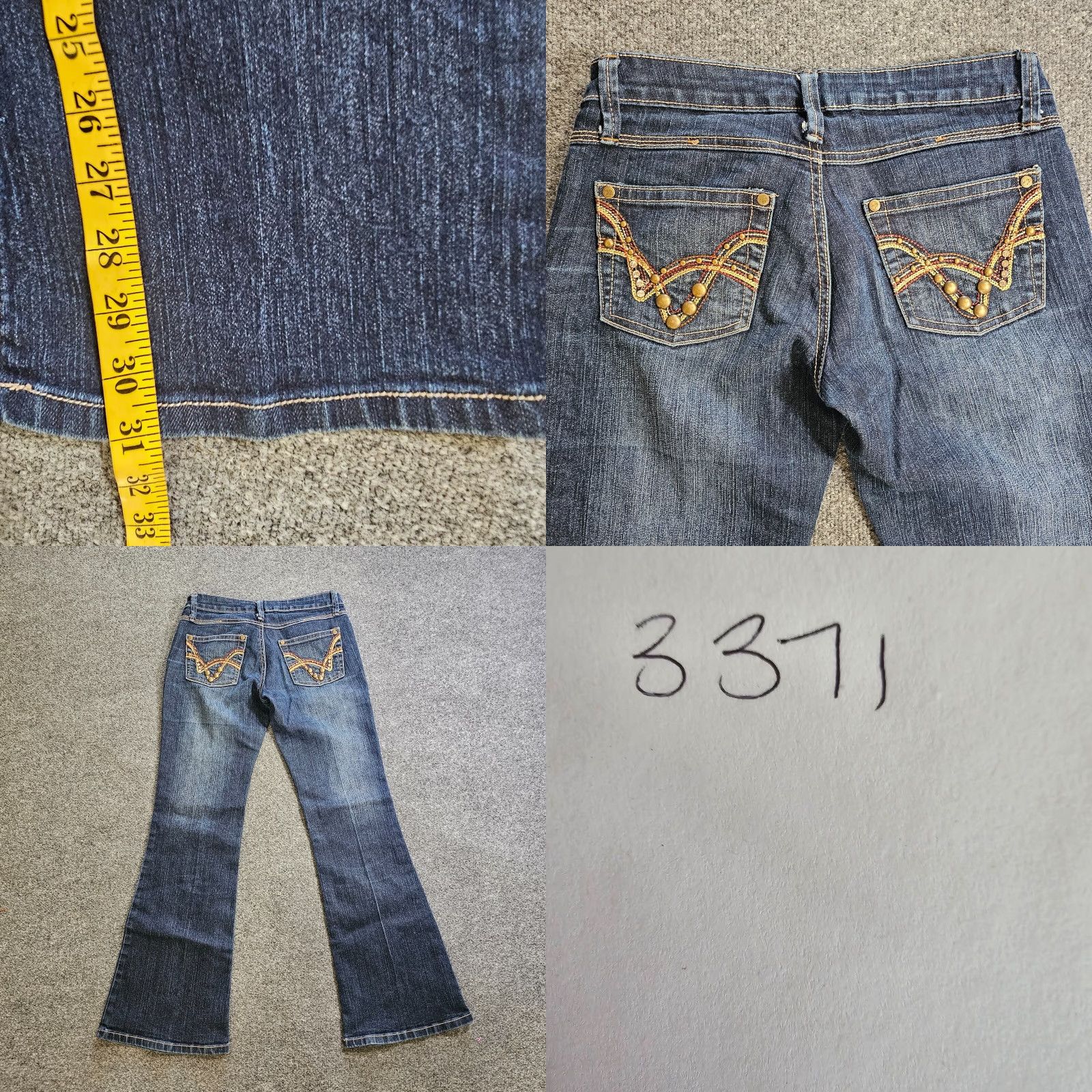 Southpole VINTAGE Southpole Jeans Womens Flare 28 Blue Dark Wash Embroidered 90s Hip Hop Y2K Casual Jeans Womens Size 26" / US 2 / IT 38 - 8 Thumbnail