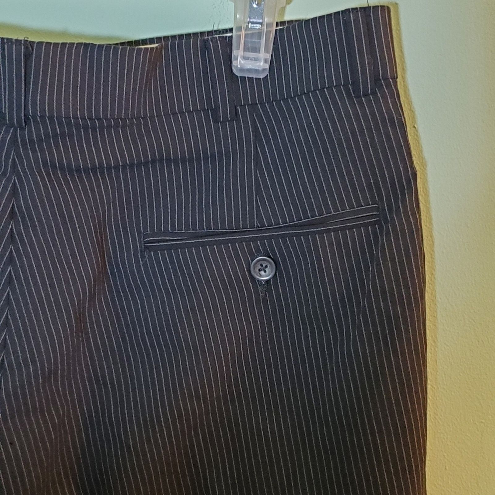 Geoffrey Beene Geoffrey Beene Navy Striped Wool Trousers 33x32 Size US 33 - 7 Thumbnail