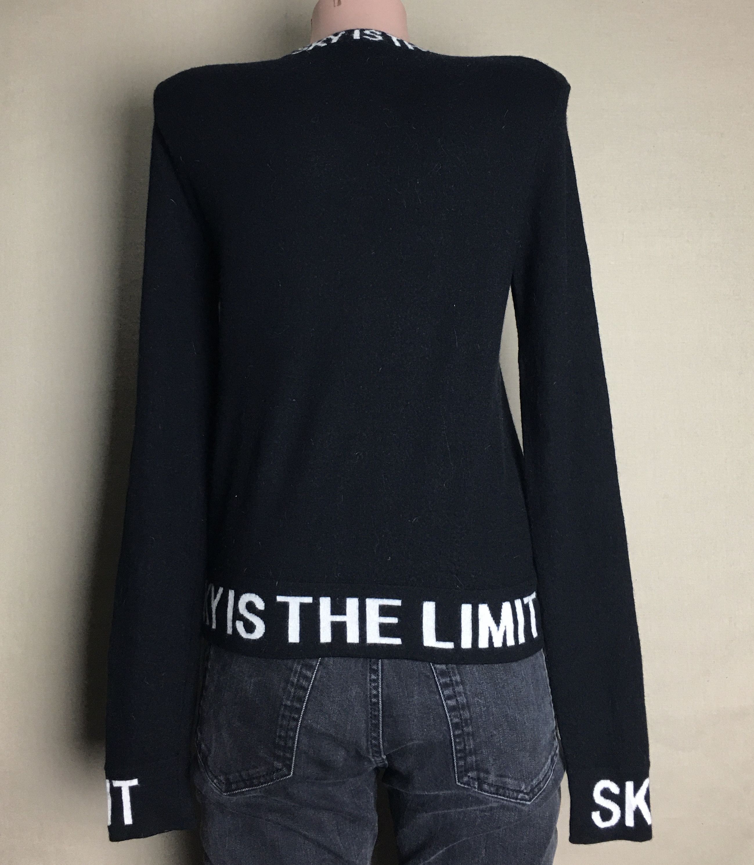 Designer FROM FUTURE Prime Wool Black Sweater "Sky is the limit" Size L / US 10 / IT 46 - 2 Thumbnail