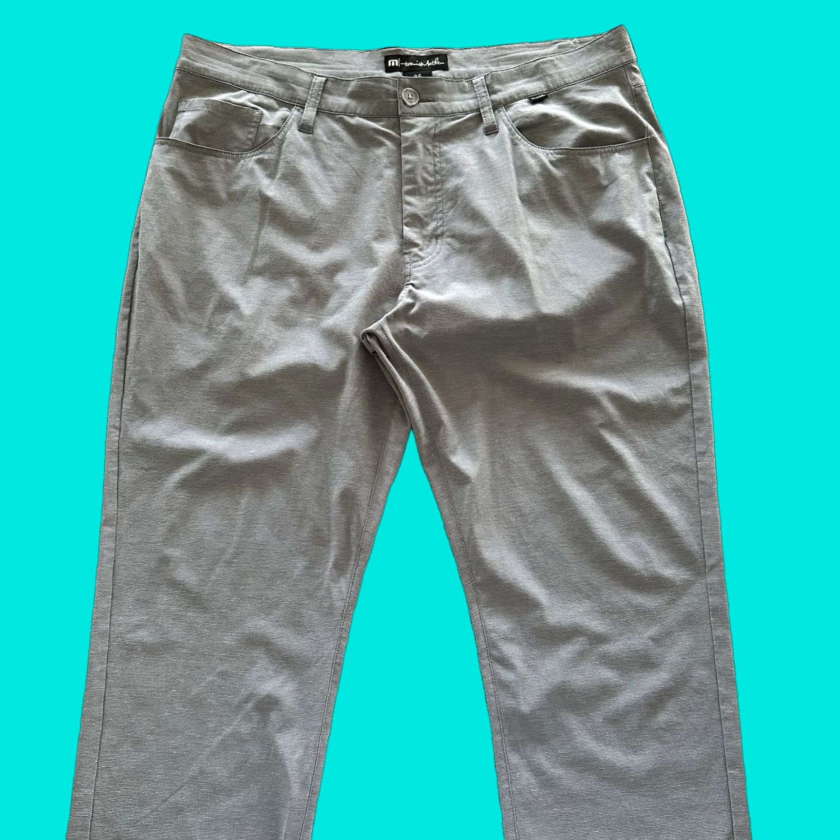 TravisMathew Travis Mathew Pants Mens 36x28 Chino Flat Front Gray Stretch 78928 Size US 36 / EU 52 - 1 Thumbnail