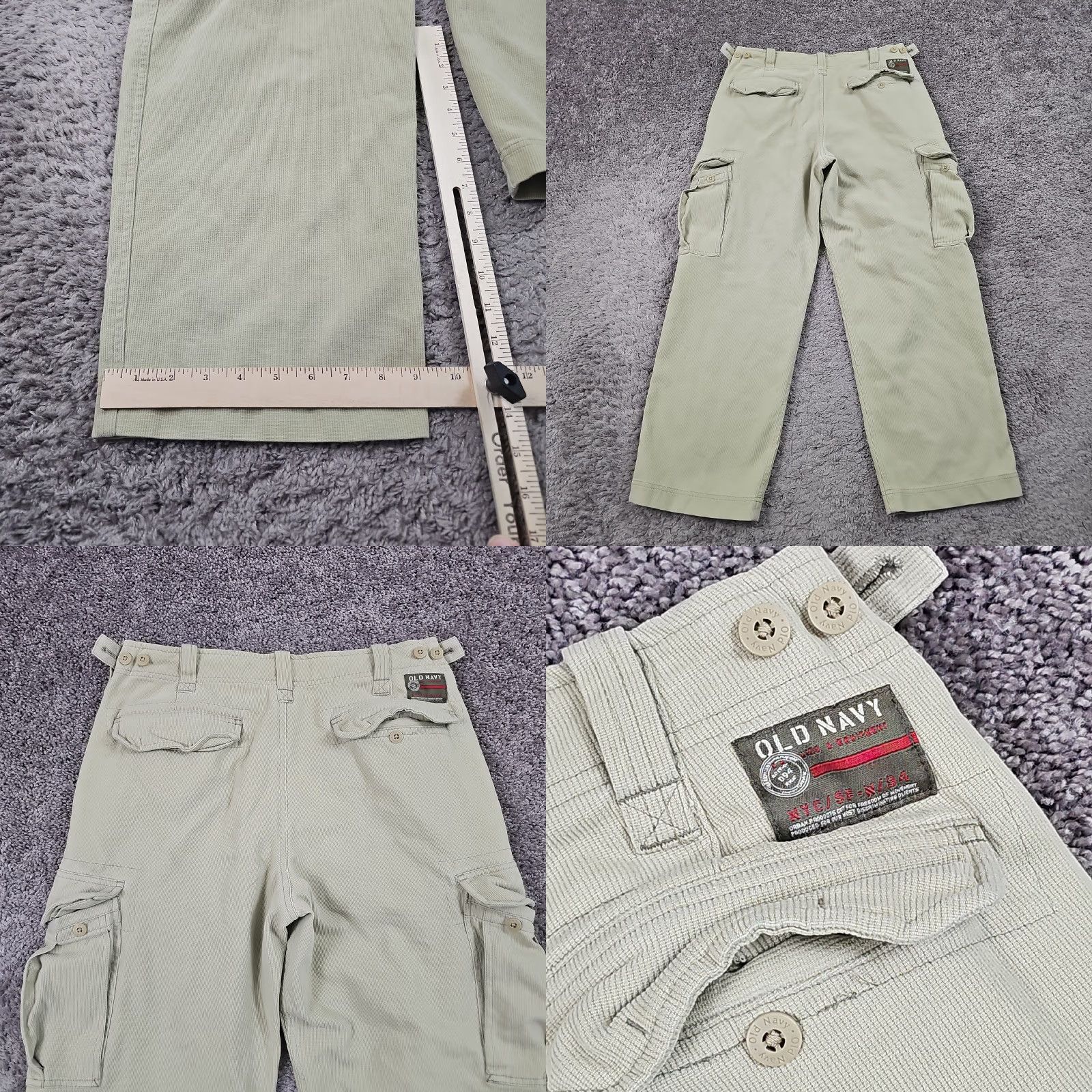 Old Navy VINTAGE Old Navy Pants Mens 31 Beige Corduroy Cargo Grunge Adjustable Y2K Size US 31 - 8 Thumbnail