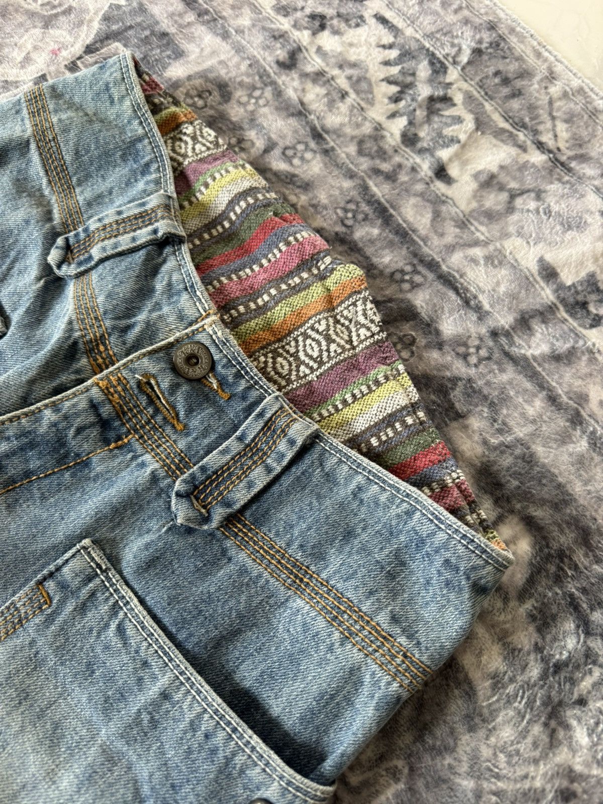 Japanese Brand Kooks & Phellica Flared Tribal Waist Skull Emblem Jeans Size US 28 / EU 44 - 6 Thumbnail