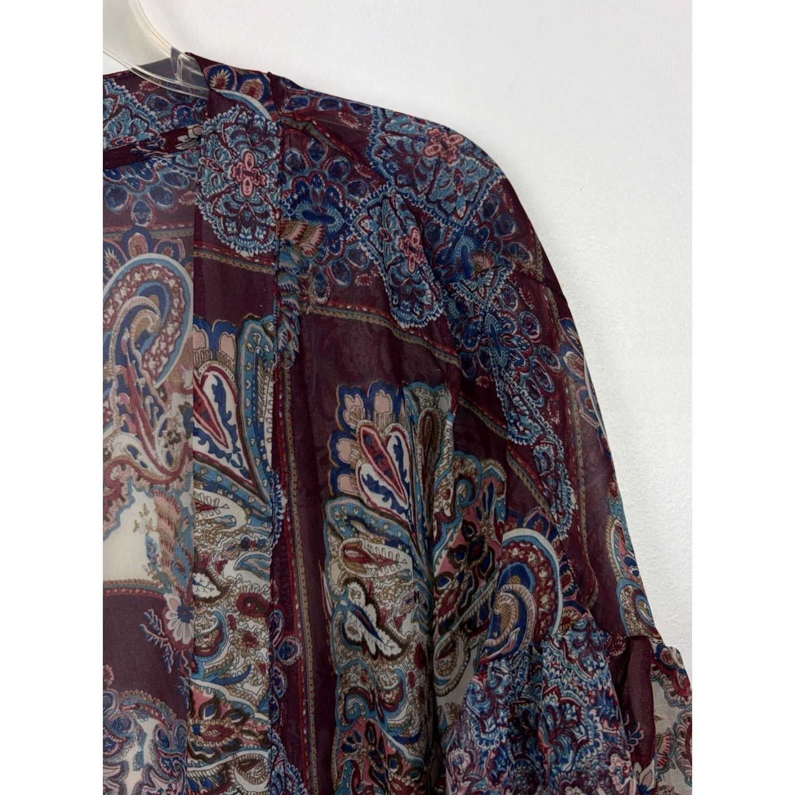 Layer 8 UMGEE Burgundy Floral Kimono Womens S Kimono Lightweight Open Boho Casual Color Red Size S / US 4 / IT 40 - 3 Thumbnail