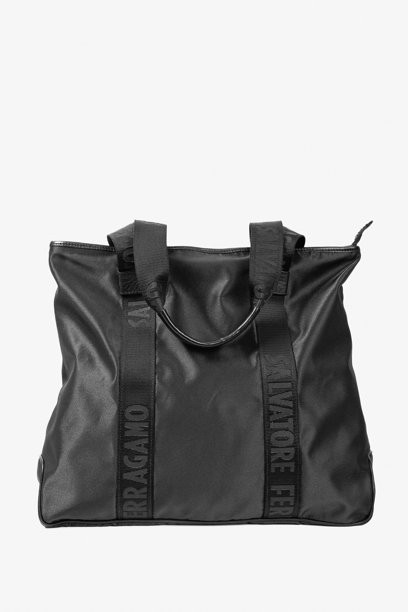 Salvatore Ferragamo Salvatore Ferragamo Nylon Logo-Tape Leather-Trimmed Tote Size ONE SIZE - 4 Thumbnail