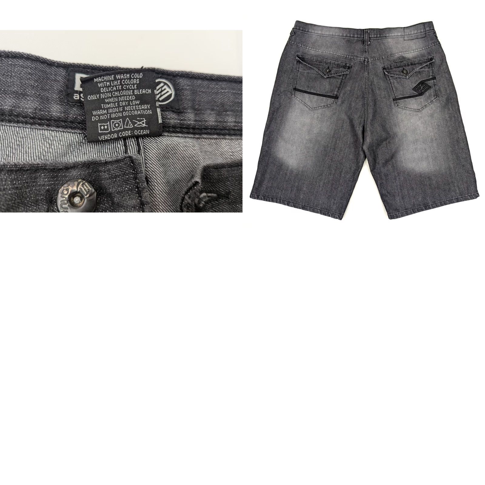 Enyce enyce Baggy Denim Short Men 46 Black Ombre 14in Inseam 5-Pocket 90s Grunge Hip Hop Vintage Size US 30 / EU 46 - 8 Thumbnail
