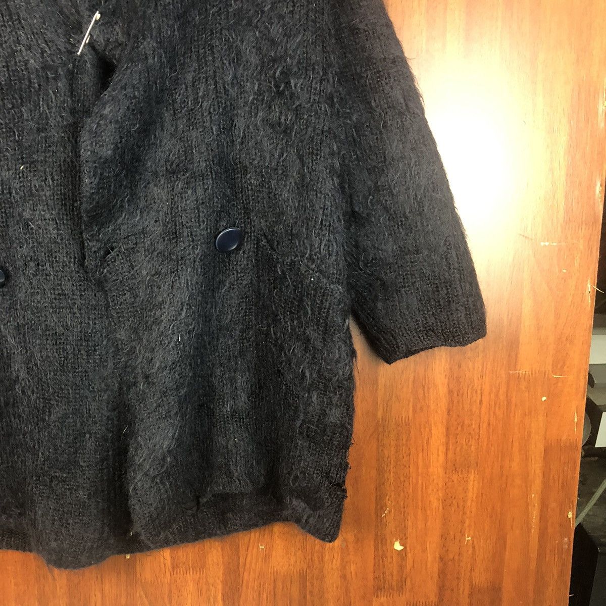 Vintage Blanct Dark Blue Shag Shaggy Fur Mohair Cardigan #7408 Size US XL / EU 56 / 4 - 5 Thumbnail