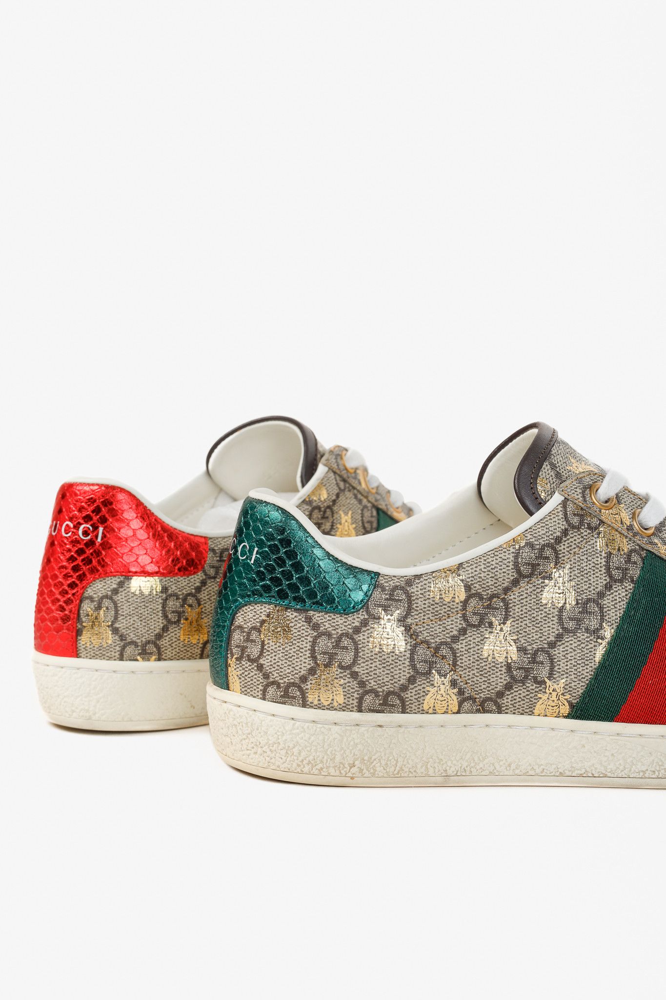 Gucci Gucci Womens Ace GG Logo Supreme Golden 'Bees' Trainers Size US 7 / IT 37 - 8 Thumbnail