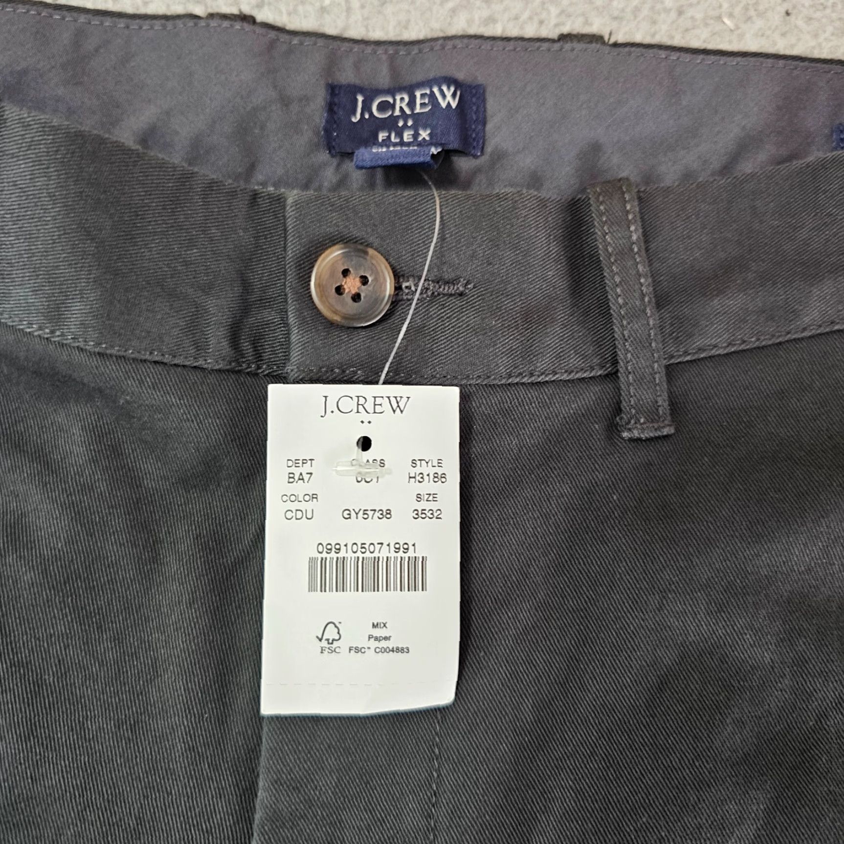 J.Crew J.CREW Chino Pants Mens 35x30 Dark Green Stretch Waist 35 Regular Straight Front Pockets Casual Preppy Size US 35 - 3 Thumbnail