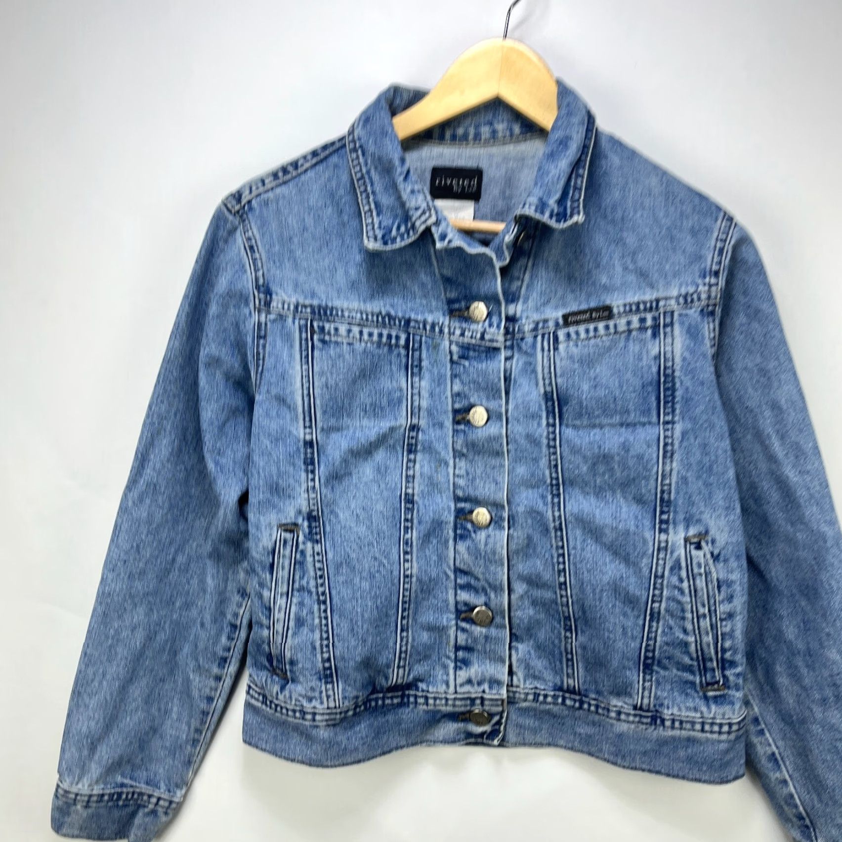 Lee VINTAGE Lee Riveted Denim Jacket Womens M Blue Biker Jacket Womens Medium Denim 90s Mens? Size M / US 6-8 / IT 42-44 - 2 Thumbnail