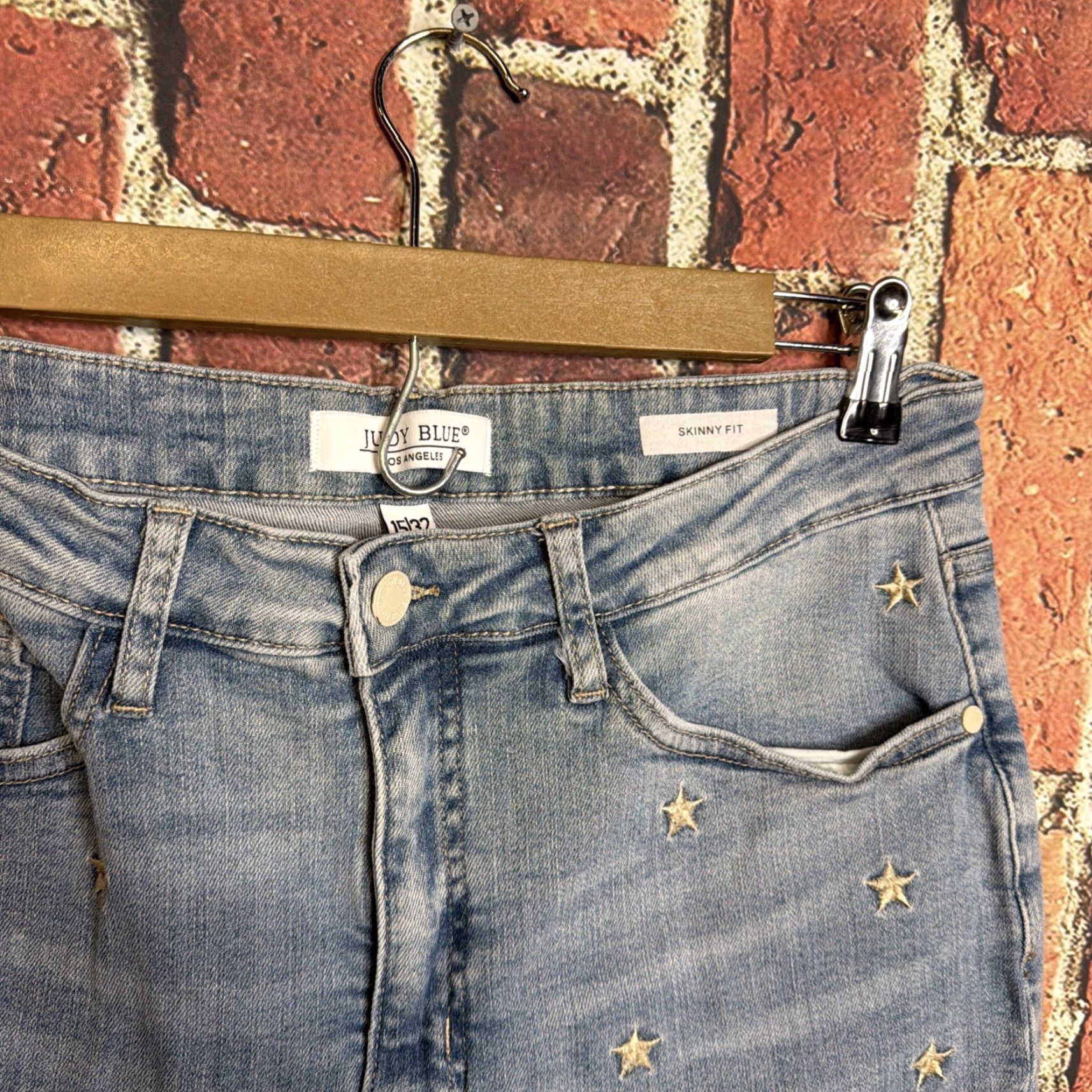 Denime Judy Blue Jeans Skinny High-Rise Star Embroidered Denim 32 Regular Women's Blue Star Pattern 88264 Size 28" / US 6 / IT 42 - 2 Thumbnail