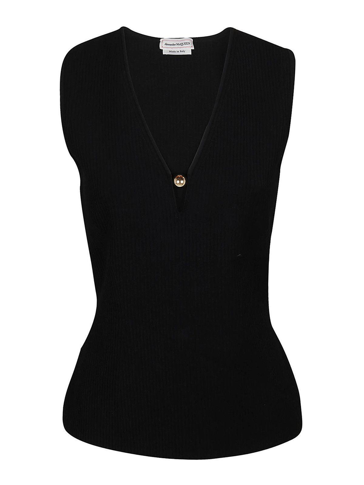 Alexander McQueen o1y0325 Sleeveless Sweater in Black Size M / US 6-8 / IT 42-44 - 1 Thumbnail
