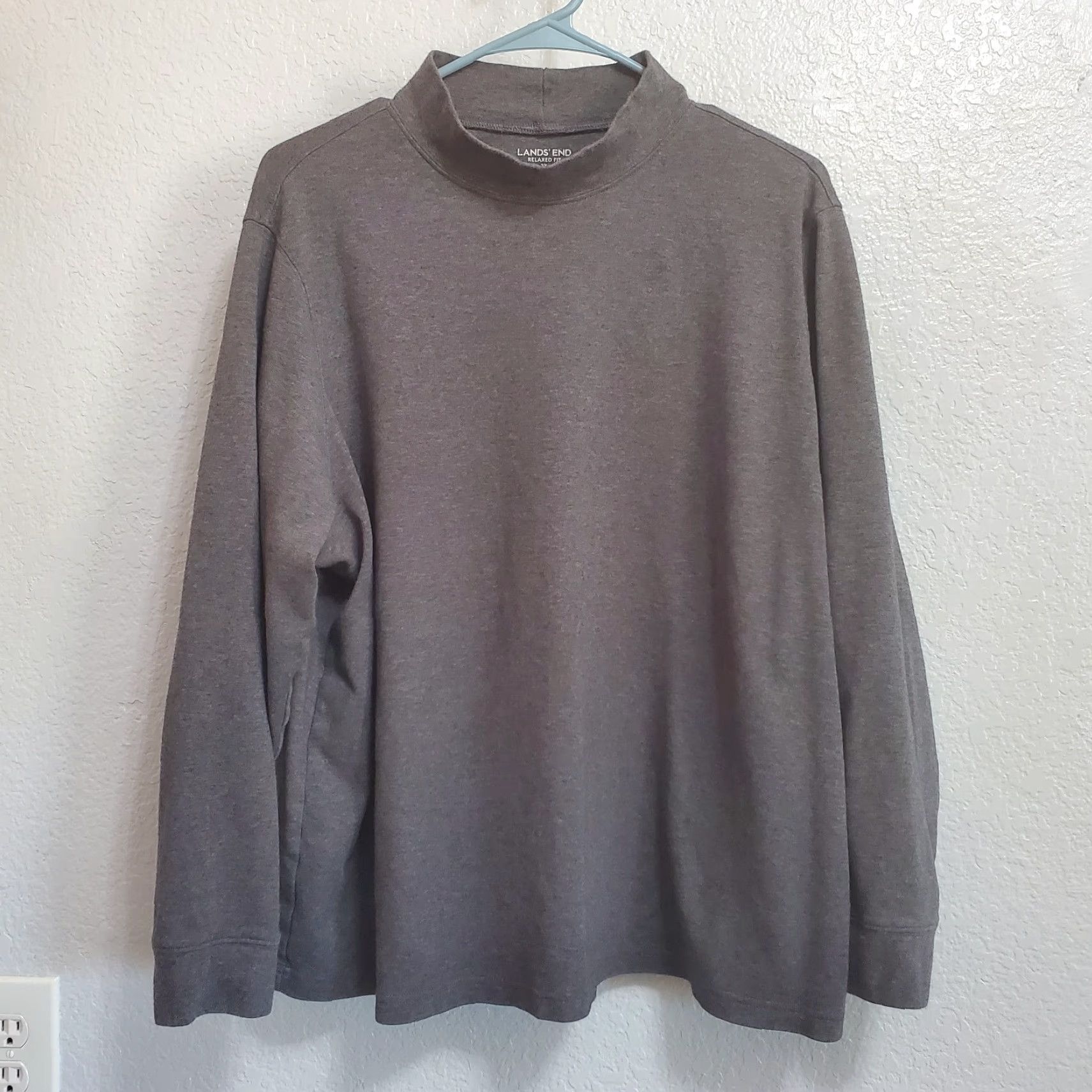 Lands' End Lands' End Top Womens 2X 20/22 Gray Mock Neck Long Sleeve Relaxed Fit Shirt Size XXL / US 16-18 / IT 52-54 - 2 Thumbnail